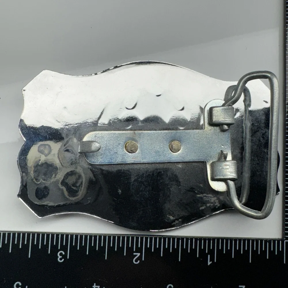 Western‎ Covered Wagon Belt Buckle Ornate Silver Tone Western Style